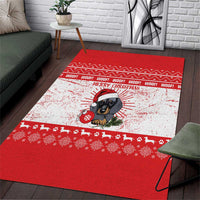 Christmas Dachshund Dog Area Rug Santa Hat Woof Snowflake Paw Design - Wonder Print Shop