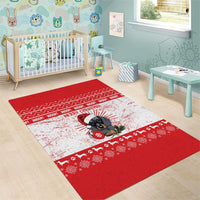 Christmas Dachshund Dog Area Rug Santa Hat Woof Snowflake Paw Design - Wonder Print Shop