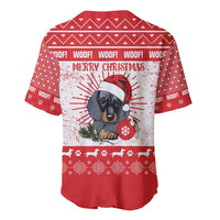 Christmas Dachshund Dog Baseball Jersey Santa Hat Woof Snowflake Paw Design - Wonder Print Shop