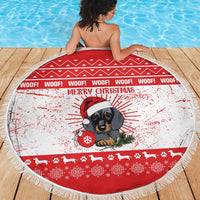 Christmas Dachshund Dog Beach Blanket Santa Hat Woof Snowflake Paw Design - Wonder Print Shop