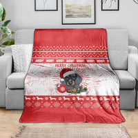 Christmas Dachshund Dog Blanket Santa Hat Woof Snowflake Paw Design - Wonder Print Shop