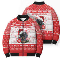 Christmas Dachshund Dog Bomber Puffer Jacket Santa Hat Woof Snowflake Paw Design - Wonder Print Shop