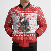 Christmas Dachshund Dog Bomber Puffer Jacket Santa Hat Woof Snowflake Paw Design - Wonder Print Shop