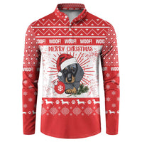 Christmas Dachshund Dog Button Sweatshirt Santa Hat Woof Snowflake Paw Design - Wonder Print Shop
