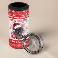 Christmas Dachshund Dog 4 in 1 Can Cooler Tumbler Santa Hat Woof Snowflake Paw Design - Wonder Print Shop