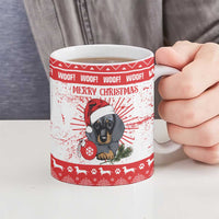 Christmas Dachshund Dog Ceramic Mug Santa Hat Woof Snowflake Paw Design - Wonder Print Shop