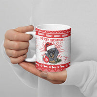 Christmas Dachshund Dog Ceramic Mug Santa Hat Woof Snowflake Paw Design - Wonder Print Shop