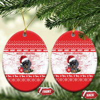 Christmas Dachshund Dog Ceramic Ornament Santa Hat Woof Snowflake Paw Design - Wonder Print Shop