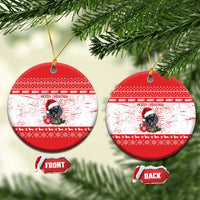 Christmas Dachshund Dog Ceramic Ornament Santa Hat Woof Snowflake Paw Design - Wonder Print Shop