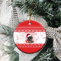 Christmas Dachshund Dog Ceramic Ornament Santa Hat Woof Snowflake Paw Design - Wonder Print Shop