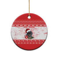 Christmas Dachshund Dog Ceramic Ornament Santa Hat Woof Snowflake Paw Design - Wonder Print Shop