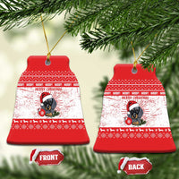 Christmas Dachshund Dog Ceramic Ornament Santa Hat Woof Snowflake Paw Design - Wonder Print Shop