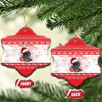 Christmas Dachshund Dog Ceramic Ornament Santa Hat Woof Snowflake Paw Design - Wonder Print Shop