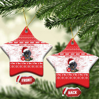 Christmas Dachshund Dog Ceramic Ornament Santa Hat Woof Snowflake Paw Design - Wonder Print Shop