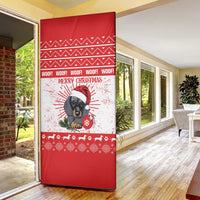 Christmas Dachshund Dog Door Cover Santa Hat Woof Snowflake Paw Design - Wonder Print Shop