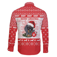 Christmas Dachshund Dog Family Matching Short Sleeve Bodycon Dress and Hawaiian Shirt Santa Hat Woof Snowflake Paw Design - Wonder Print Shop