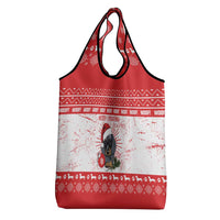 Christmas Dachshund Dog Grocery Bag Santa Hat Woof Snowflake Paw Design - Wonder Print Shop
