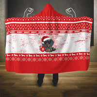 Christmas Dachshund Dog Hooded Blanket Santa Hat Woof Snowflake Paw Design - Wonder Print Shop
