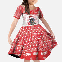 Christmas Dachshund Dog Kid Short Sleeve Dress Santa Hat Woof Snowflake Paw Design - Wonder Print Shop