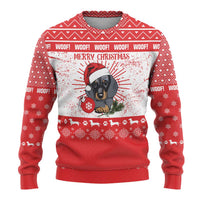 Christmas Dachshund Dog Ugly Christmas Sweater Santa Hat Woof Snowflake Paw Design - Wonder Print Shop
