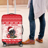 Christmas Dachshund Dog Luggage Cover Santa Hat Woof Snowflake Paw Design - Wonder Print Shop