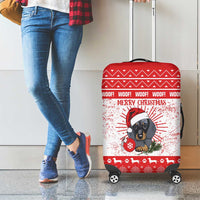 Christmas Dachshund Dog Luggage Cover Santa Hat Woof Snowflake Paw Design - Wonder Print Shop