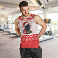 Christmas Dachshund Dog Men Tank Top Santa Hat Woof Snowflake Paw Design - Wonder Print Shop