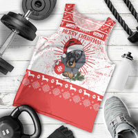 Christmas Dachshund Dog Men Tank Top Santa Hat Woof Snowflake Paw Design - Wonder Print Shop
