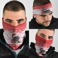 Christmas Dachshund Dog Neck Gaiter Santa Hat Woof Snowflake Paw Design - Wonder Print Shop