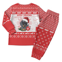 Christmas Dachshund Dog Christmas Pajama Set Santa Hat Woof Snowflake Paw Design - Wonder Print Shop