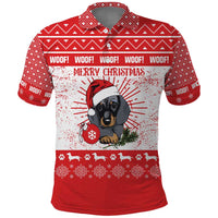 Christmas Dachshund Dog Polo Shirt Santa Hat Woof Snowflake Paw Design - Wonder Print Shop