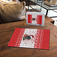 Christmas Dachshund Dog Puzzle Santa Hat Woof Snowflake Paw Design - Wonder Print Shop