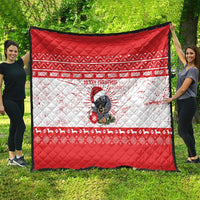 Christmas Dachshund Dog Quilt Santa Hat Woof Snowflake Paw Design - Wonder Print Shop