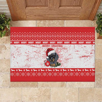 Christmas Dachshund Dog Rubber Doormat Santa Hat Woof Snowflake Paw Design - Wonder Print Shop