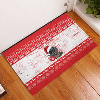 Christmas Dachshund Dog Rubber Doormat Santa Hat Woof Snowflake Paw Design - Wonder Print Shop