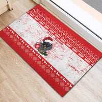 Christmas Dachshund Dog Rubber Doormat Santa Hat Woof Snowflake Paw Design - Wonder Print Shop