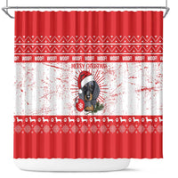 Christmas Dachshund Dog Shower Curtain Santa Hat Woof Snowflake Paw Design - Wonder Print Shop