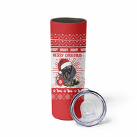 Christmas Dachshund Dog Skinny Tumbler Santa Hat Woof Snowflake Paw Design - Wonder Print Shop