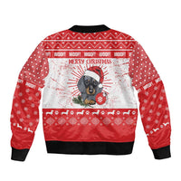 Christmas Dachshund Dog Sleeve Zip Bomber Jacket Santa Hat Woof Snowflake Paw Design - Wonder Print Shop