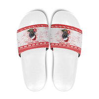 Christmas Dachshund Dog Slide Sandals Santa Hat Woof Snowflake Paw Design - Wonder Print Shop