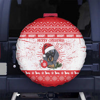 Christmas Dachshund Dog Spare Tire Cover Santa Hat Woof Snowflake Paw Design - Wonder Print Shop