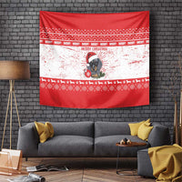 Christmas Dachshund Dog Tapestry Santa Hat Woof Snowflake Paw Design - Wonder Print Shop