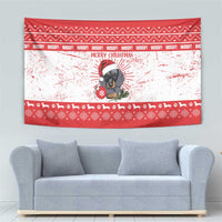 Christmas Dachshund Dog Tapestry Santa Hat Woof Snowflake Paw Design - Wonder Print Shop