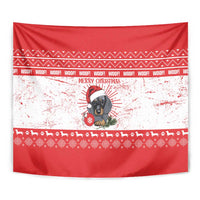 Christmas Dachshund Dog Tapestry Santa Hat Woof Snowflake Paw Design - Wonder Print Shop