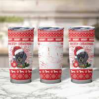 Christmas Dachshund Dog Tumbler Cup Santa Hat Woof Snowflake Paw Design - Wonder Print Shop