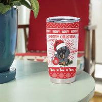 Christmas Dachshund Dog Tumbler Cup Santa Hat Woof Snowflake Paw Design - Wonder Print Shop