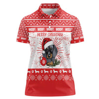 Christmas Dachshund Dog Women Polo Shirt Santa Hat Woof Snowflake Paw Design - Wonder Print Shop