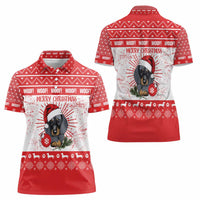 Christmas Dachshund Dog Women Polo Shirt Santa Hat Woof Snowflake Paw Design - Wonder Print Shop