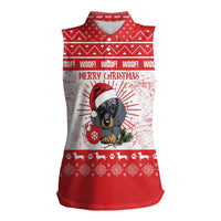 Christmas Dachshund Dog Women Sleeveless Polo Shirt Santa Hat Woof Snowflake Paw Design - Wonder Print Shop