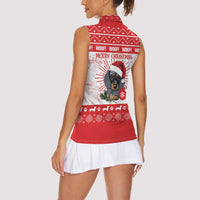 Christmas Dachshund Dog Women Sleeveless Polo Shirt Santa Hat Woof Snowflake Paw Design - Wonder Print Shop